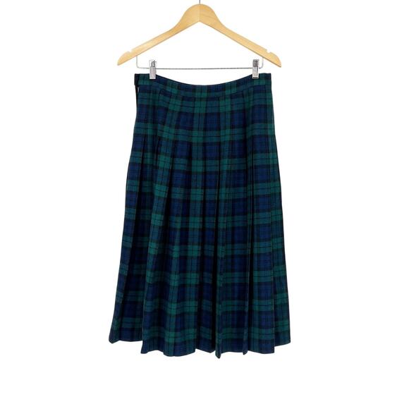 Vintage Pendleton 100% Wool Black Watch Tartan Pleated Skirt - Picture 1 of 6